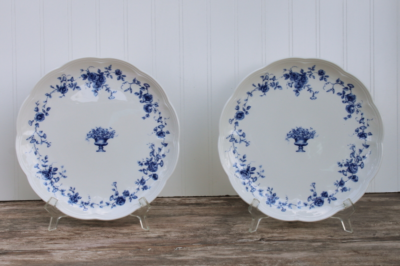 photo of Lenox Les Saisons vintage French country blue & white china toile print dinner plates Summer #1