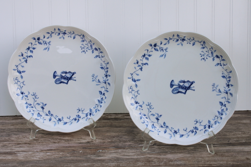 photo of Lenox Les Saisons vintage French country blue white china toile print dinner plates Winter #1