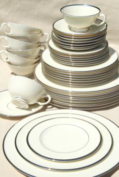 catalog photo of Lenox Montclair silver platinum trim ivory china, vintage dinnerware set for 8