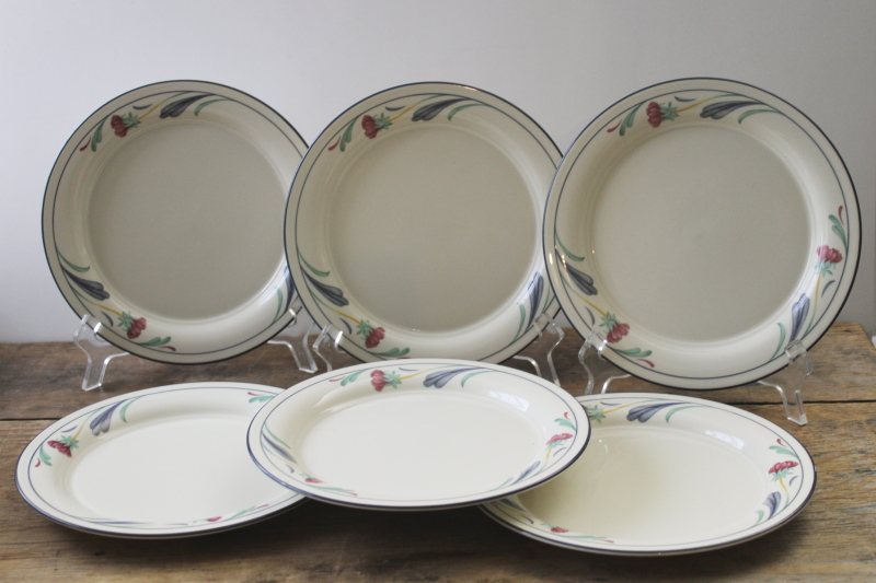 photo of Lenox Poppies in Blue pattern china, set of six salad plates vintage chinastone #1