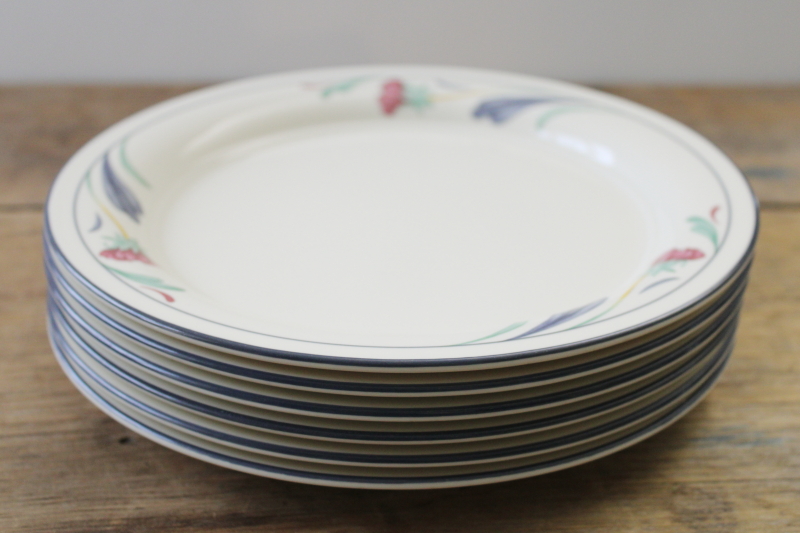 photo of Lenox Poppies in Blue pattern china, set of six salad plates vintage chinastone  #5