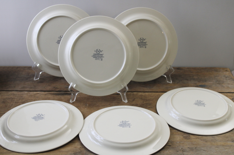 photo of Lenox Poppies in Blue pattern china, set of six salad plates vintage chinastone  #6