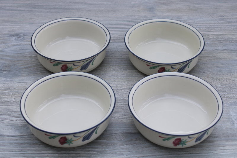 photo of Lenox Poppies on Blue pattern fruit bowls, set of four small bowls 1980s 1990s vintage #1