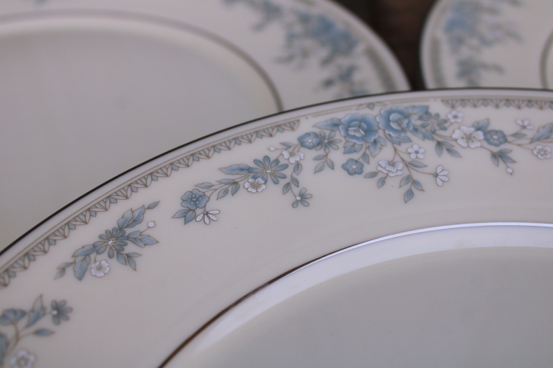 photo of Lenox Reverie blue on ivory china set of 8 dinner plates, 80s 90s vintage  #2