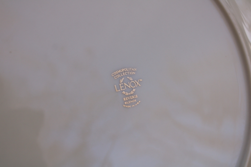 photo of Lenox Reverie blue on ivory china set of 8 dinner plates, 80s 90s vintage  #3