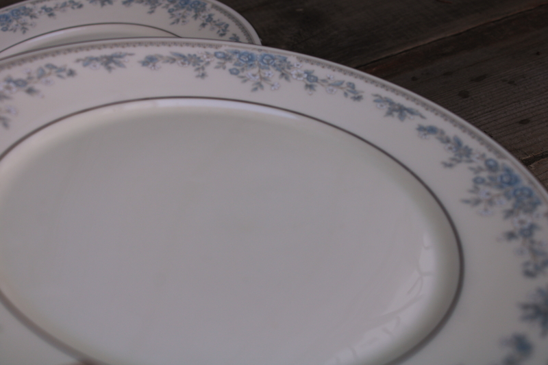 photo of Lenox Reverie blue on ivory china set of 8 dinner plates, 80s 90s vintage  #4