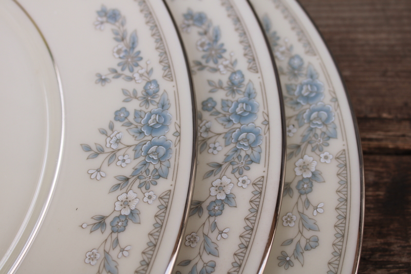 photo of Lenox Reverie blue on ivory china set of 8 dinner plates, 80s 90s vintage  #6
