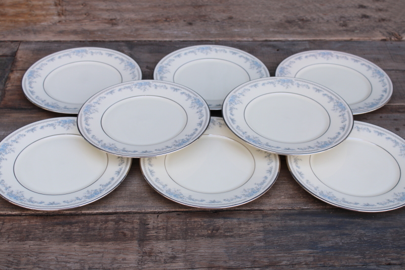 photo of Lenox Reverie blue on ivory china set of 8 salad plates, 80s 90s vintage  #1