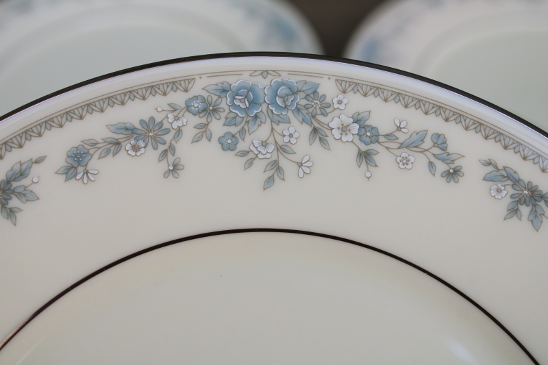 photo of Lenox Reverie blue on ivory china set of 8 salad plates, 80s 90s vintage  #2