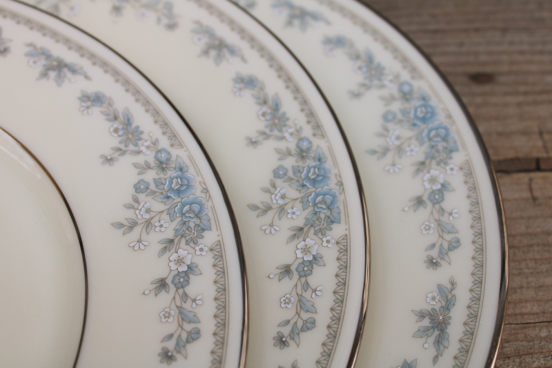 photo of Lenox Reverie blue on ivory china set of 8 salad plates, 80s 90s vintage  #3