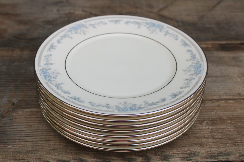 photo of Lenox Reverie blue on ivory china set of 8 salad plates, 80s 90s vintage  #6