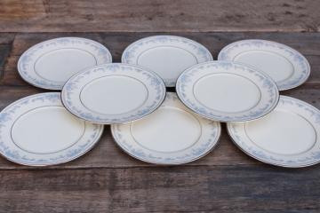 catalog photo of Lenox Reverie blue on ivory china set of 8 salad plates, 80s 90s vintage 