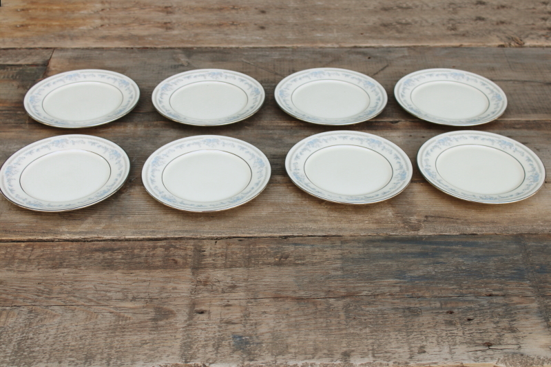 photo of Lenox Reverie blue on ivory china set of 8 small bread & butter plates, 80s 90s vintage  #1