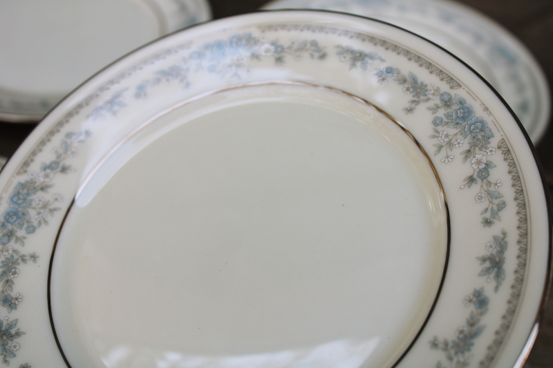 photo of Lenox Reverie blue on ivory china set of 8 small bread & butter plates, 80s 90s vintage  #3