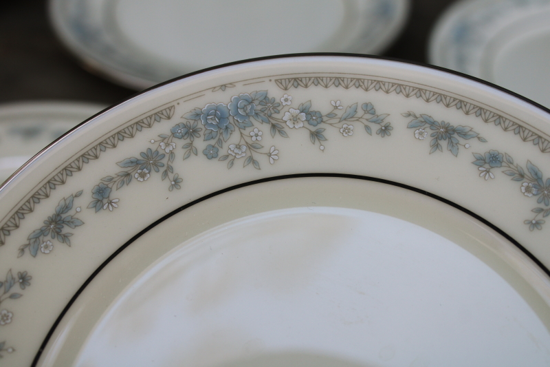 photo of Lenox Reverie blue on ivory china set of 8 small bread & butter plates, 80s 90s vintage  #4