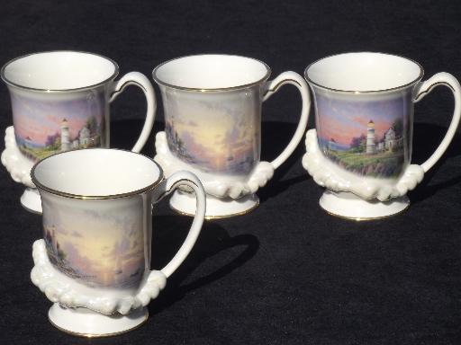 photo of Lenox / Thomas Kinkade Seaside Lighthouse mugs set, Clearing Storms vase #3