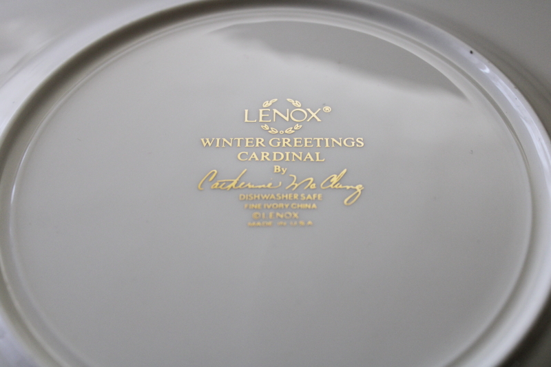 photo of Lenox USA Winter Greetings cardinal pattern china salad plates set of 6 #3
