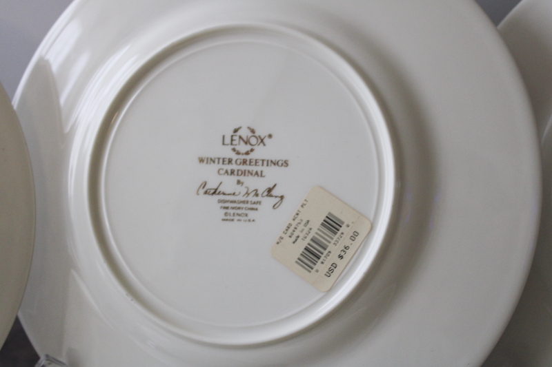 photo of Lenox USA Winter Greetings cardinal pattern china salad plates set of 6 #6