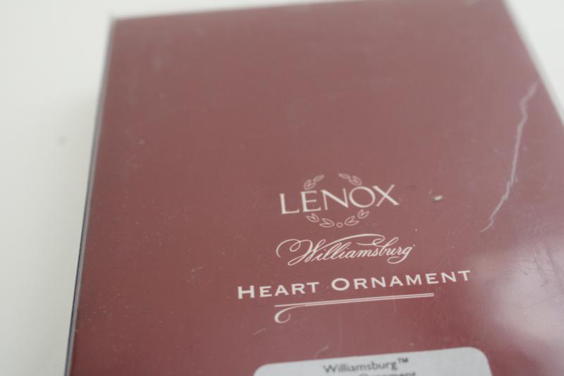 photo of Lenox Williamsburg heart metal Christmas ornament, unused in original box #7