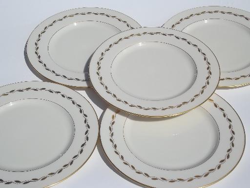 photo of Lenox china Golden Wreath dinner plates, lot of five vintage plates #1