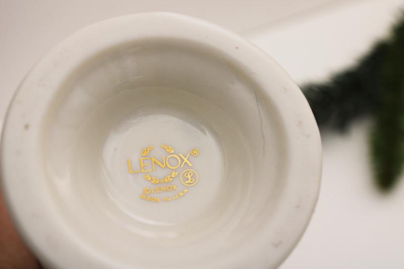 photo of Lenox china holly pattern gold trim pierced border vase, Christmas holiday #6