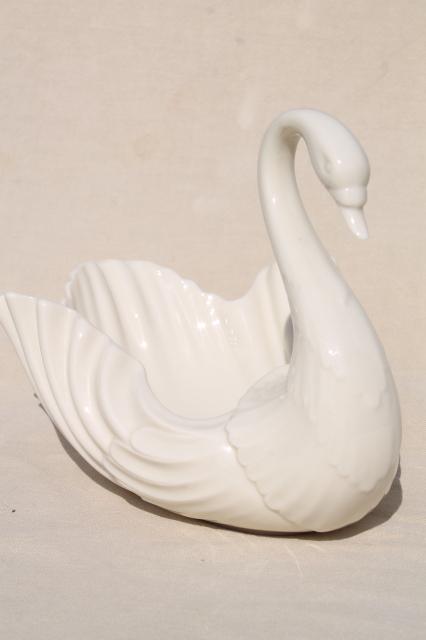 photo of Lenox china swans, large & small swan shape bowls, ivory cream porcelain #10