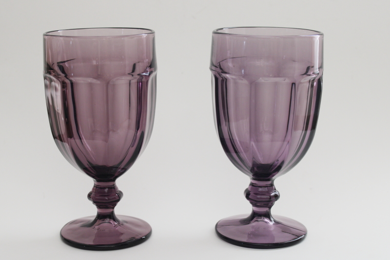 photo of Libbey Duratuff glass goblets discontinued violet purple Gibraltar big water wine glasses #1