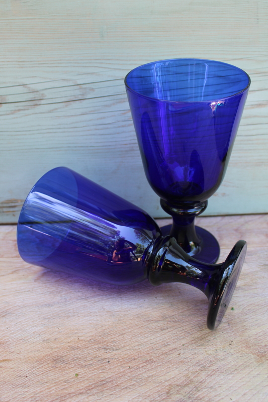 photo of Libbey Flare cobalt blue stemware, large wine glasses or water goblets #2