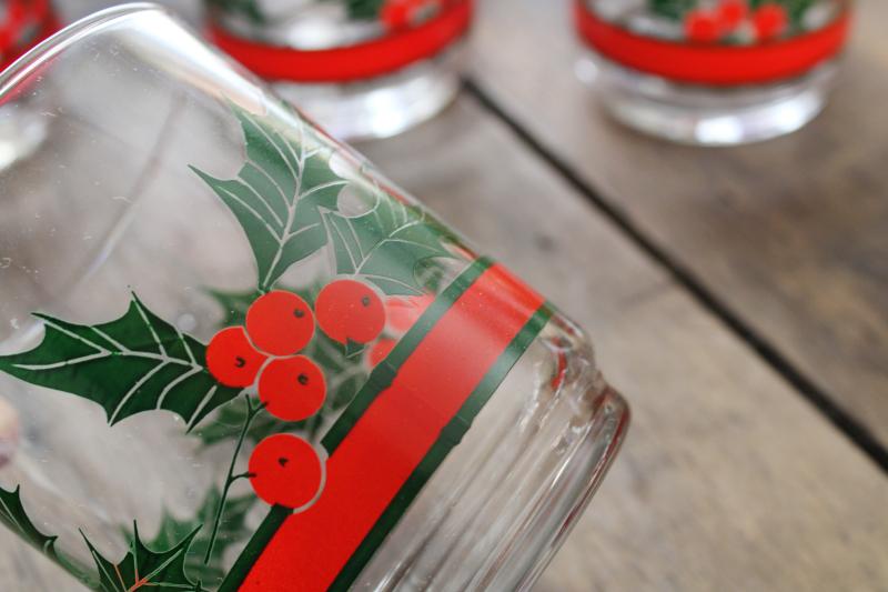 photo of Libbey Holly & Berries Christmas glasses, double old fashioned vintage box of 12  #3