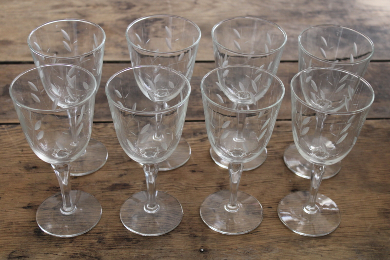photo of Libbey Priscilla water glasses or wine glasses, crystal clear vintage stemware #1