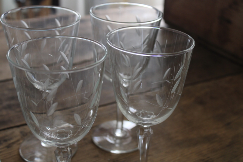 photo of Libbey Priscilla water glasses or wine glasses, crystal clear vintage stemware #2