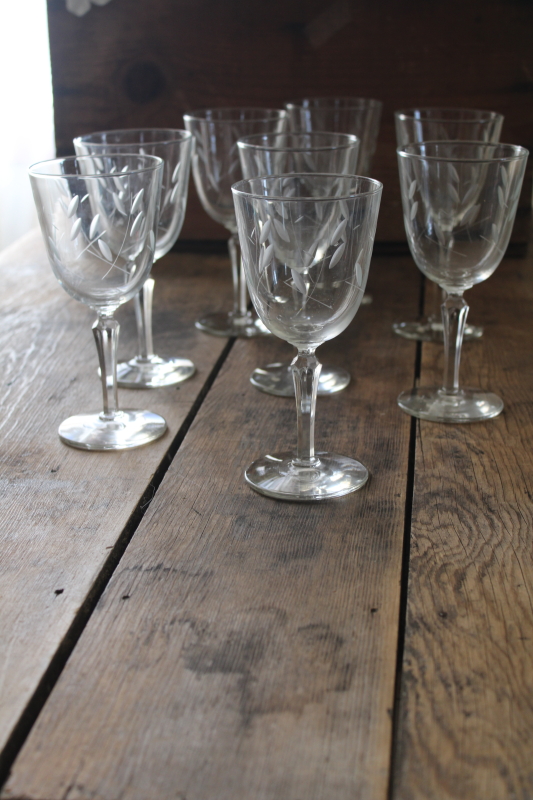 photo of Libbey Priscilla water glasses or wine glasses, crystal clear vintage stemware #3