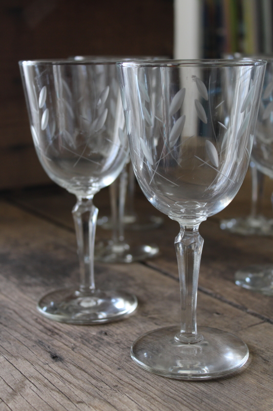 photo of Libbey Priscilla water glasses or wine glasses, crystal clear vintage stemware #4
