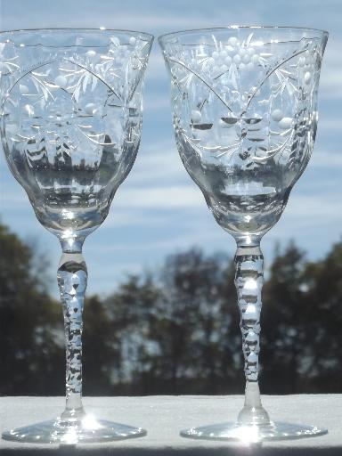 photo of Libbey / Rock Sharpe water glasses, vintage stemware goblets set for 8  #2