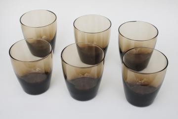 catalog photo of Libbey classic mocha smoke brown glass tumblers, vintage barware drinking glasses