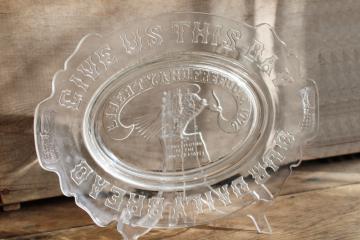 catalog photo of Liberty and Freedom bicentennial vintage pressed glass daily bread plate w/ eagle