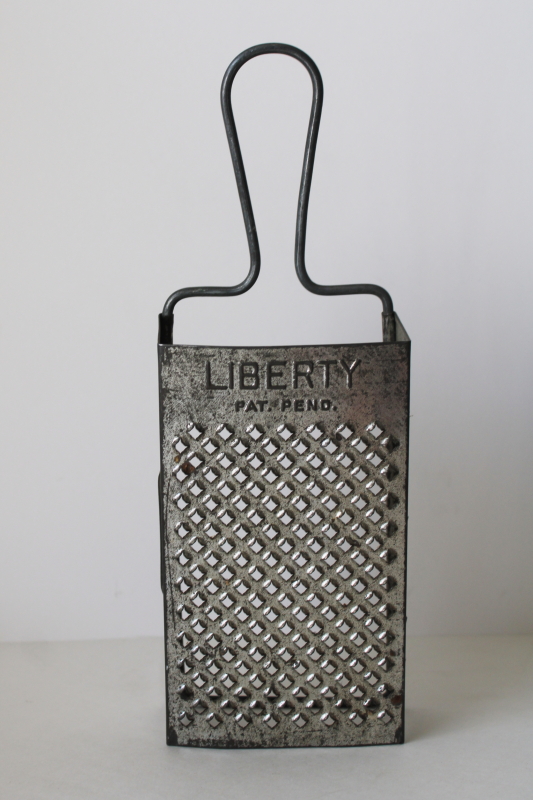 photo of Liberty antique vintage kitchen grater, box shape grater w/ metal handle for wall hanging  #1