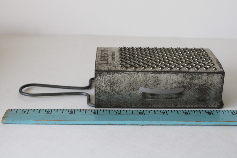 photo of Liberty antique vintage kitchen grater, box shape grater w/ metal handle for wall hanging  #3
