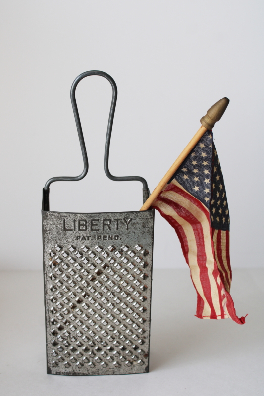 photo of Liberty antique vintage kitchen grater, box shape grater w/ metal handle for wall hanging  #5
