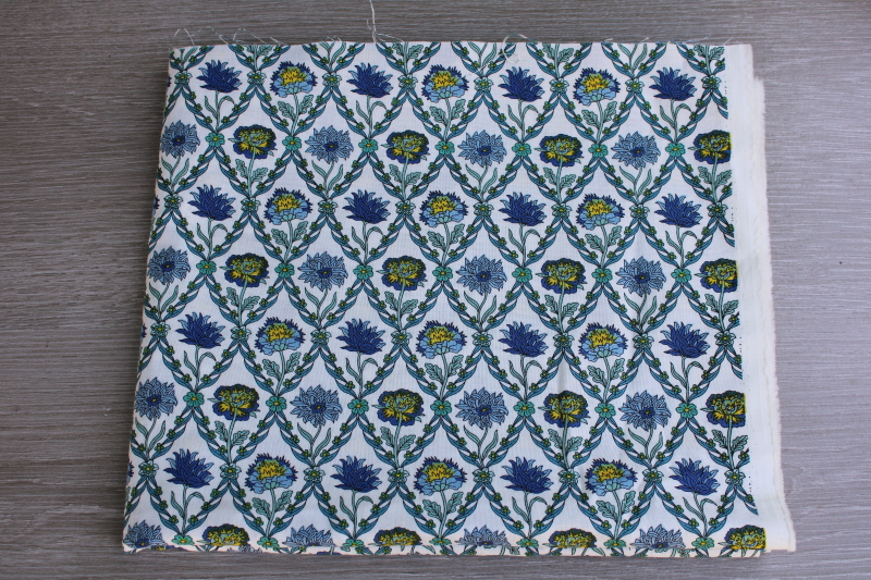 photo of Liberty of London cotton fabric Summer House Kew Trellis floral print blue & green #1