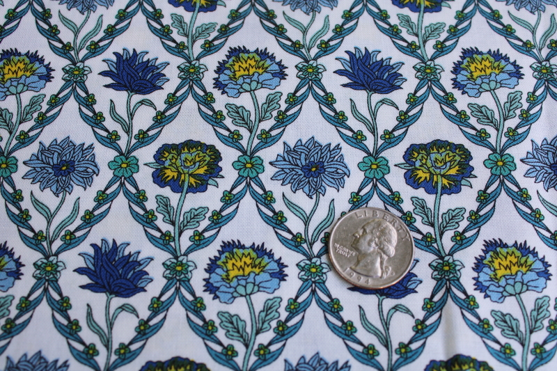 photo of Liberty of London cotton fabric Summer House Kew Trellis floral print blue & green #2