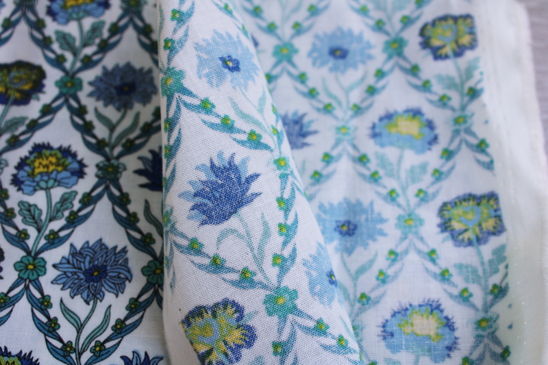 photo of Liberty of London cotton fabric Summer House Kew Trellis floral print blue & green #3