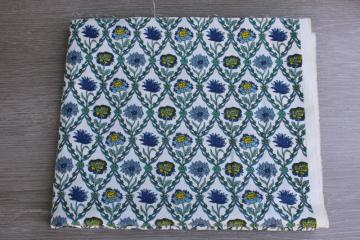 Liberty of London cotton fabric Summer House Kew Trellis floral print blue & green