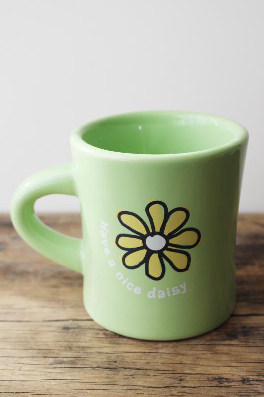 photo of Life Is Good home mug diner style coffee cup Have A Nice Daisy #1