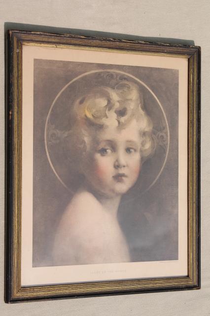 photo of Light of the World vintage religious print circa 1920s in period wood picture frame #1