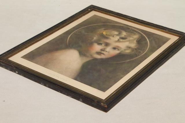 photo of Light of the World vintage religious print circa 1920s in period wood picture frame #3