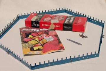 catalog photo of Lily Speed o Weave, vintage lap weaving loom adjustable metal frame for large hand woven blocks