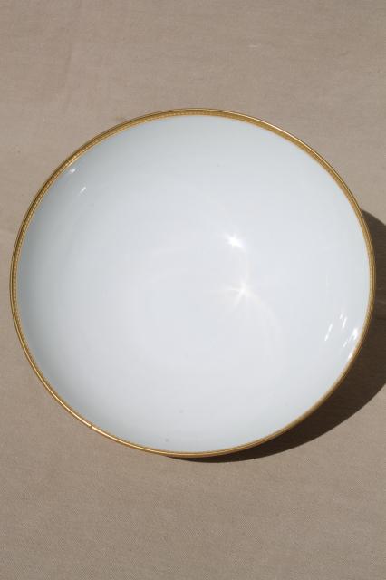 photo of Limoges France encrusted gold wedding band china, large serving bowl w/ footed shape #2
