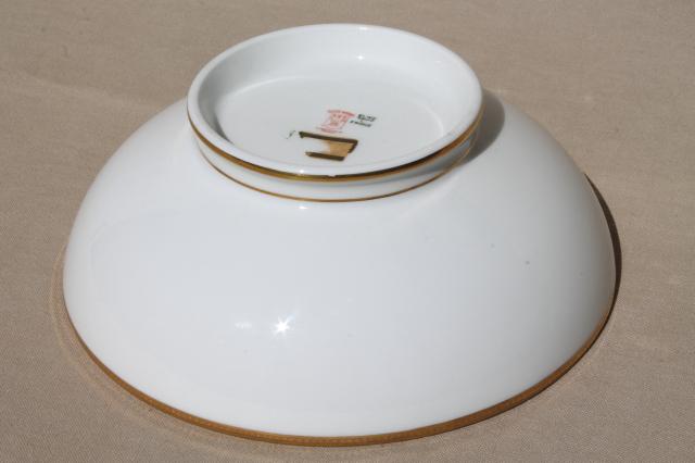 photo of Limoges France encrusted gold wedding band china, large serving bowl w/ footed shape #3