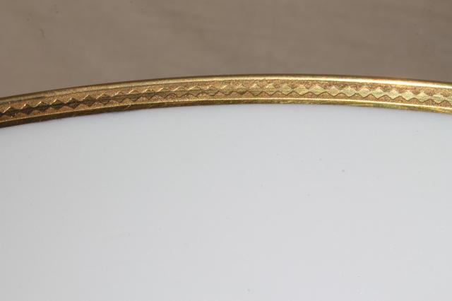 photo of Limoges France encrusted gold wedding band china, large serving bowl w/ footed shape #4
